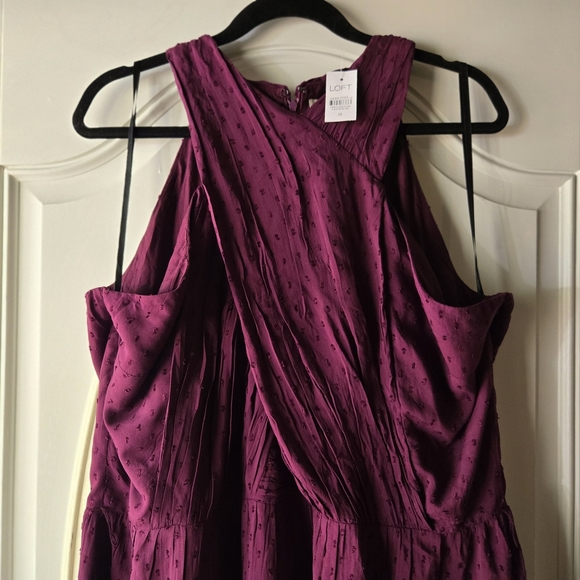NWT LOFT Plus Chic Deep Purple Cross Halter Dress - Plus Size 18 - Picture 3 of 8